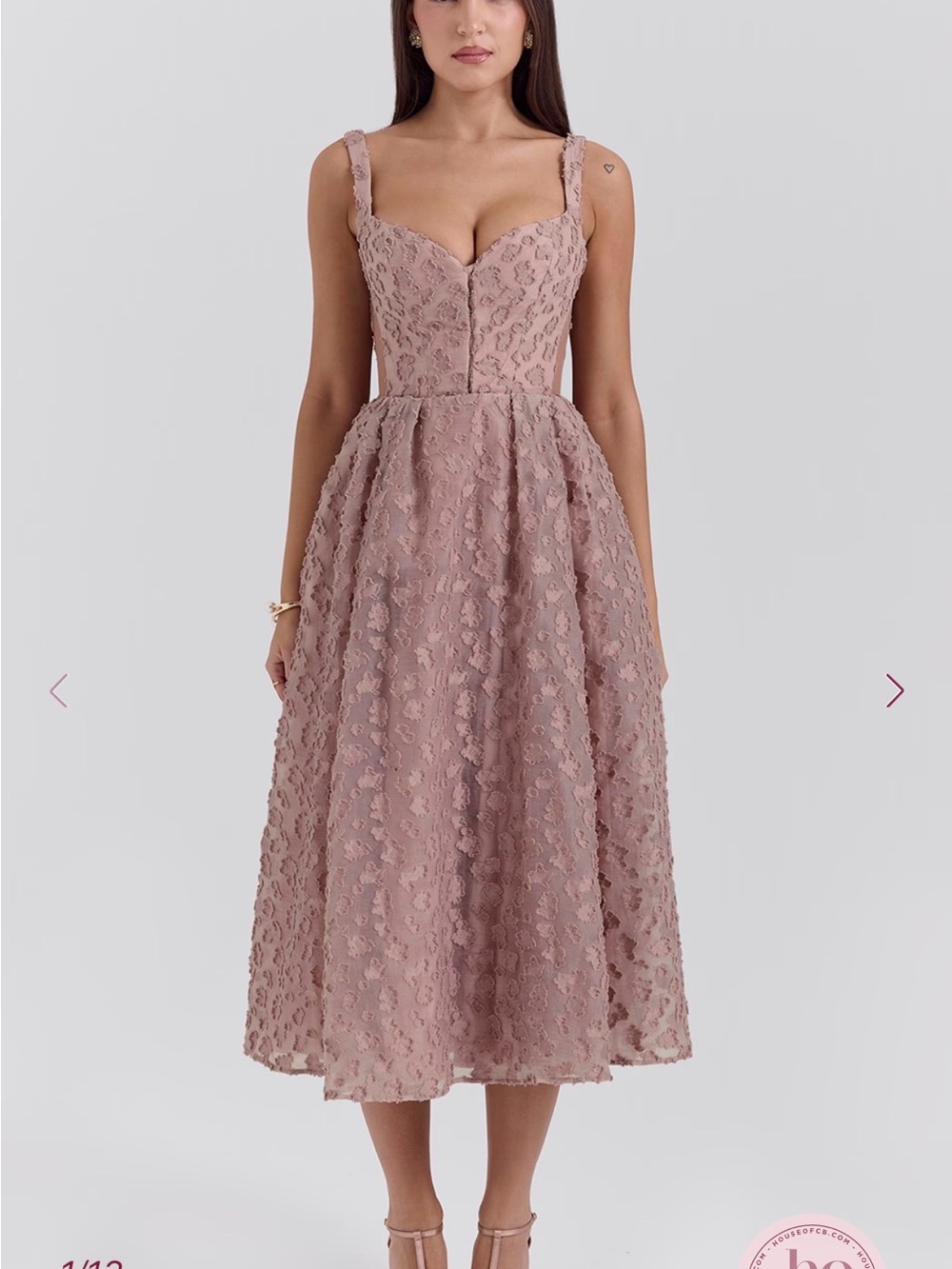 House of CB Mauve Lace Midi Dress